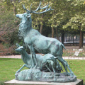 Outdoor metal animal sculpture life size bronze deer family statue